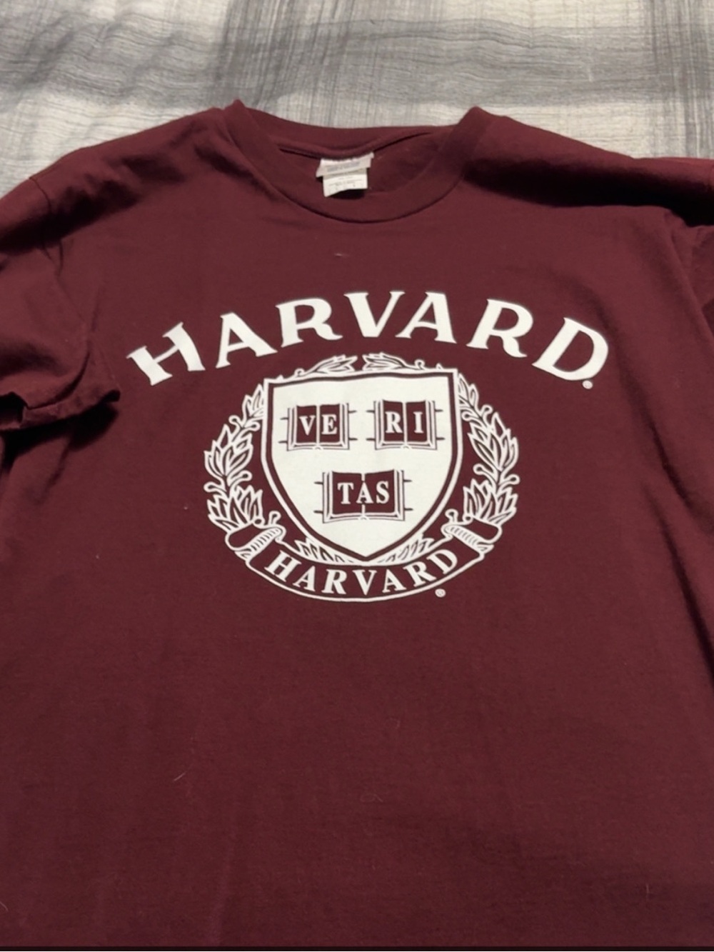 Gildan Maroon Harvard Crest Short Sleeve Tee